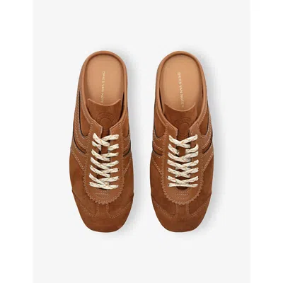 Dries Van Noten Suede Mules Rubber Sole Stitch Detailing In Brown
