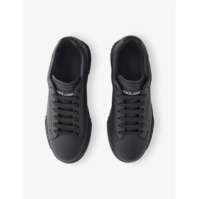 Dolce & Gabbana Portofino Light Sneaker In Calfskin For Men In Black