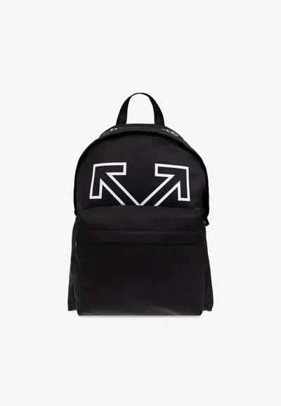 Off-white Heritage Mini Backpack With Front Pocket And Logo Print In Black