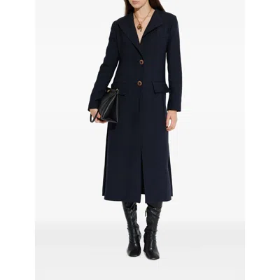 Etro Embroidered-button Coat In Blue