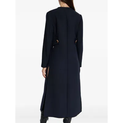Etro Embroidered-button Coat In Blue