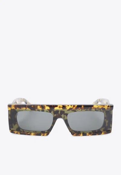 Alaïa Rectangular Mask Sunglasses Tortoiseshell Pattern Frame In Multi