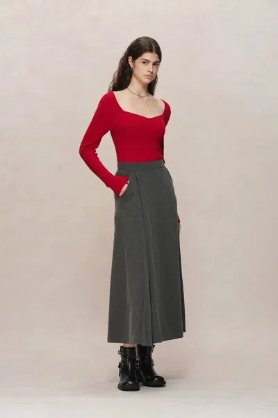 Fabrique Basic Wool Knit Fitted Sweater In Red