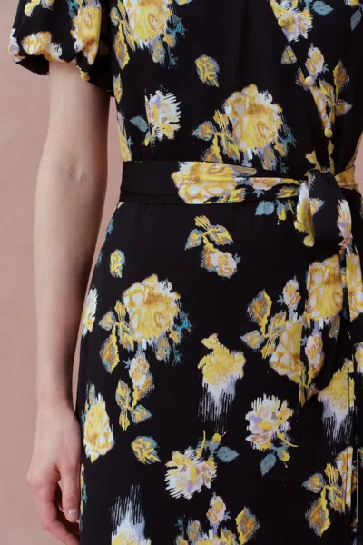 Fabrique Cecilie Short Sleeve Flora Dress In Black