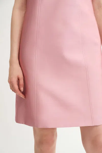 Fabrique Katia 3d Handcrafted Flower Strap Dress In Silk-wool Satin In Pink