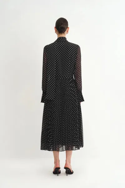 Fabrique Ellie Polka Dot Dress In Chiffon In Black