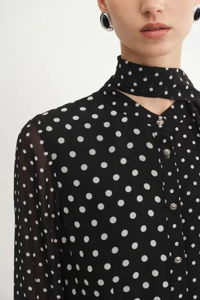 Fabrique Ellie Polka Dot Dress In Chiffon In Black