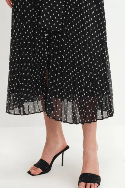 Fabrique Ellie Polka Dot Dress In Chiffon In Black