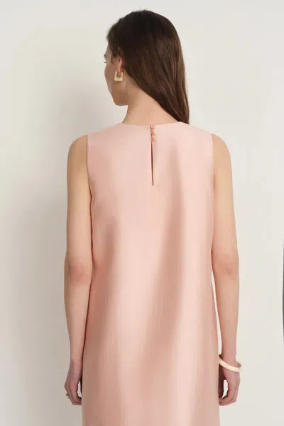 Fabrique Luminere Beaded Floral Applique Sleeveless Short Dress In Silk-wool Satin In Pink
