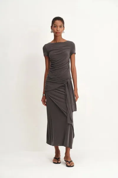 Fabrique Nhat Jersey Dress In Tencel-merino Knit In Gray