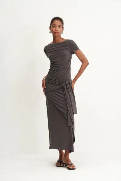 Fabrique Nhat Jersey Dress In Tencel-merino Knit In Gray