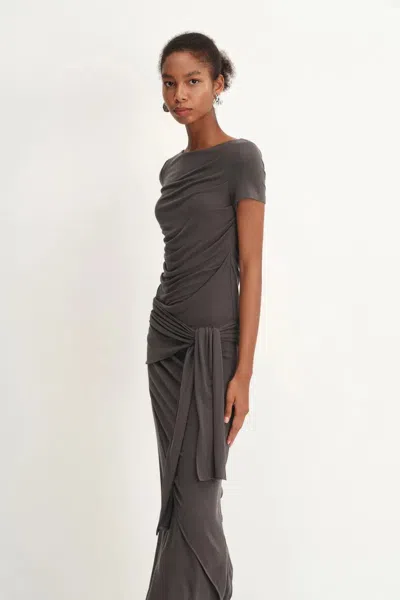 Fabrique Nhat Jersey Dress In Tencel-merino Knit In Gray