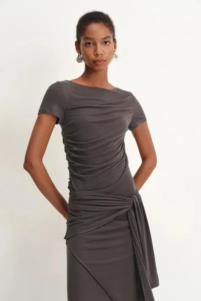 Fabrique Nhat Jersey Dress In Tencel-merino Knit In Gray