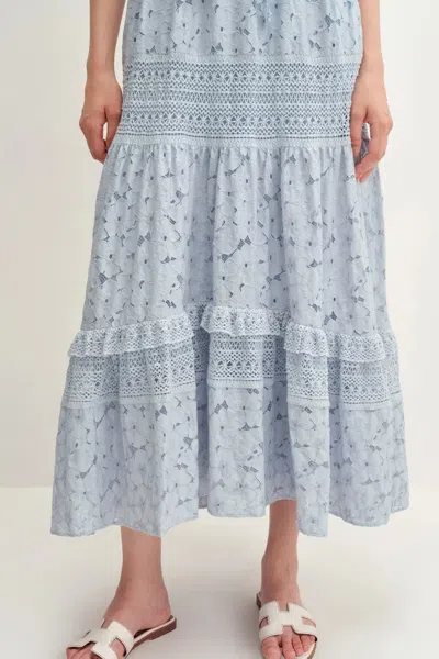 Fabrique Nora Laced Open Knit Midi Dress In Blue