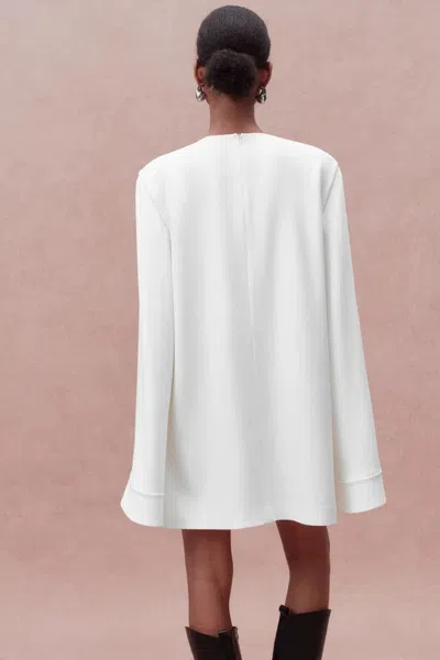 Fabrique Audrey Pearl Short Cape Dress In Triacetate Blend In White
