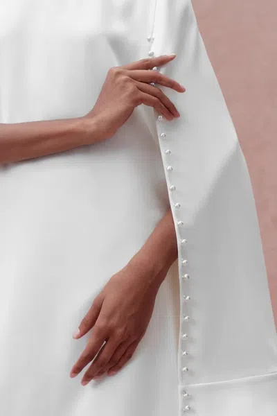 Fabrique Audrey Pearl Short Cape Dress In Triacetate Blend In White