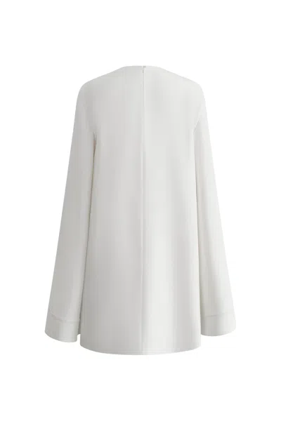 Fabrique Audrey Pearl Short Cape Dress In Triacetate Blend In White