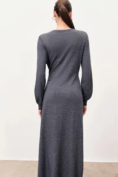 Fabrique Nora Asymmetric Knotted Maxi Dress In Merino Wool Knit In Gray