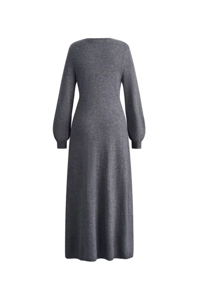 Fabrique Nora Asymmetric Knotted Maxi Dress In Merino Wool Knit In Gray