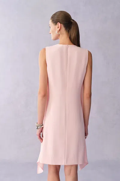 Fabrique Cilace Wavy Side Pleats Sleeveless Dress In Matte Textured Weave In Pink