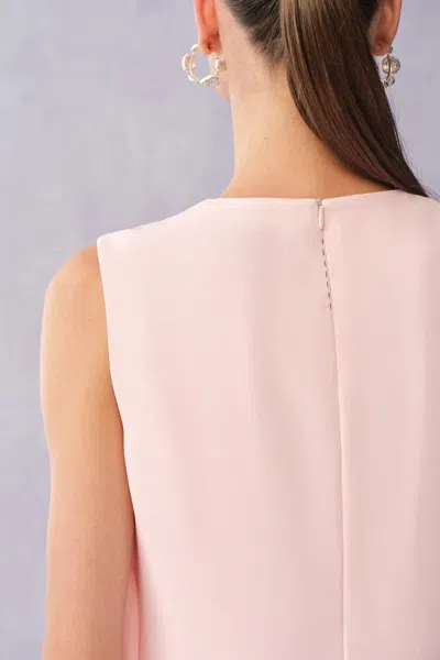Fabrique Cilace Wavy Side Pleats Sleeveless Dress In Matte Textured Weave In Pink