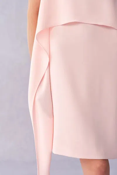 Fabrique Cilace Wavy Side Pleats Sleeveless Dress In Matte Textured Weave In Pink