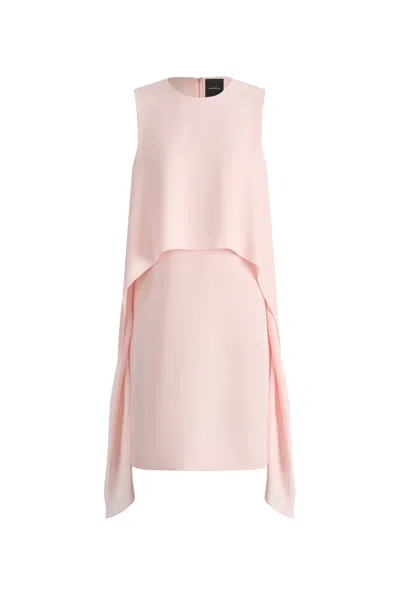 Fabrique Cilace Wavy Side Pleats Sleeveless Dress In Matte Textured Weave In Pink