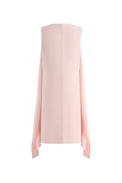 Fabrique Cilace Wavy Side Pleats Sleeveless Dress In Matte Textured Weave In Pink