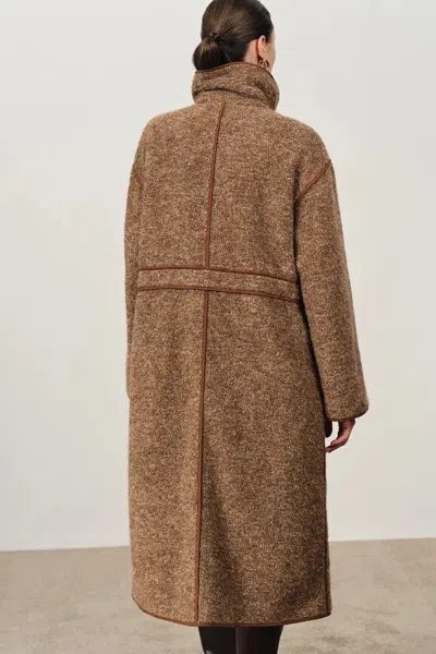 Fabrique Yuki Drawstring Wool Coat In Alpaca Loop Wool In Brown