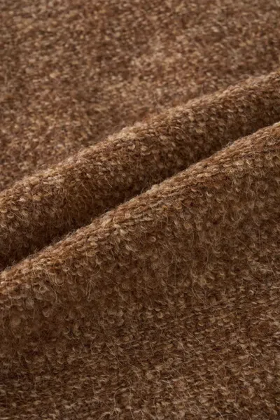 Fabrique Yuki Drawstring Wool Coat In Alpaca Loop Wool In Brown