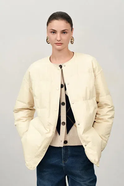 Fabrique Dove Stand Collar Quilted Down Jacket In High-density Down-proof In White