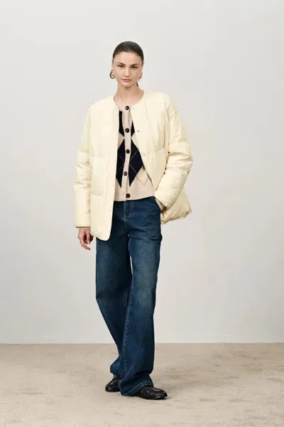 Fabrique Dove Stand Collar Quilted Down Jacket In High-density Down-proof In White