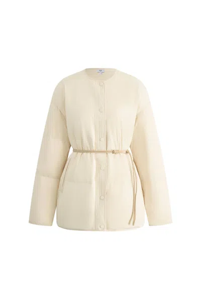 Fabrique Dove Stand Collar Quilted Down Jacket In High-density Down-proof In White