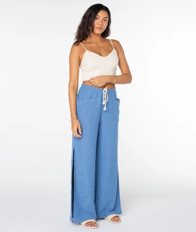Roxy Beach Breeze Split Hem Pants In Blue