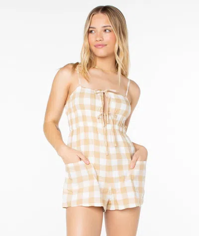 Roxy The Breakers Check Romper In Neutral