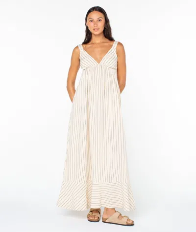 Roxy Wilder Coast Stripe Maxi Sundress In White