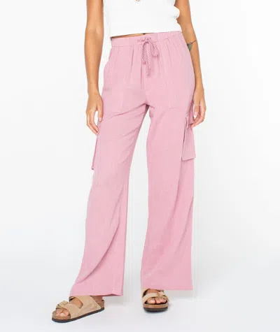 Roxy Precious Cargo Drawstring Pants In Pink