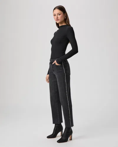 Paige Womens Glitz Black Embellished Mason Ankle-grazer Denim Jeans In Blue