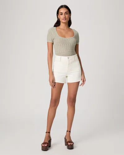 Paige Dani High Rise Denim Shorts In Aniyah Distressed In White