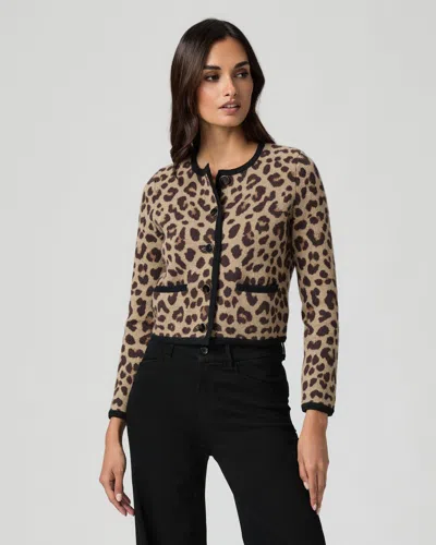 Paige Oberon Leopard Spot Crop Merino Wool Cardigan In Multi