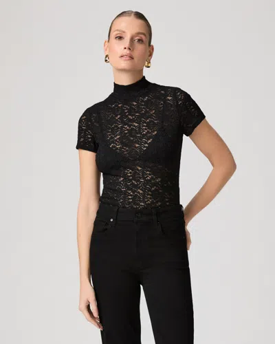 Paige Womens Black June Lace Stretch-woven Top