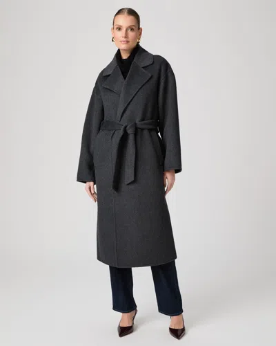Paige Connery Wool-blend Long Robe Coat In Charcoal Gray In Multi ...