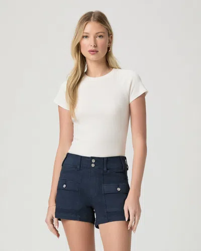 Paige Womens Olivia Patch-pocket Stretch-cotton Cargo Short Vintage Navy Seascape In Blue