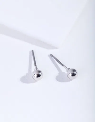 Lovisa Rhodium Mini Plain Ball Stud Earrings In Silver