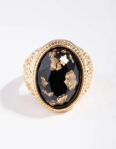 Lovisa Gold Cabochon Gold Leaf Ring In Pattern