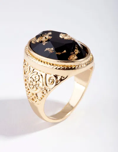 Lovisa Gold Cabochon Gold Leaf Ring In Pattern