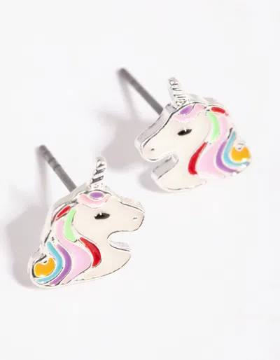 Lovisa Silver Unicorn Stud Earrings In Multi