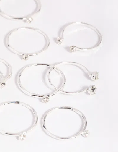 Lovisa Silver Diamante Ring Stack 8-pack In Silver