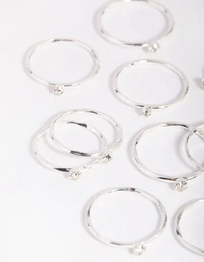 Lovisa Silver Diamante Ring Stack 8-pack In Silver