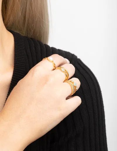 Lovisa Gold Plated Pearl Pretty Ring Stack 5-pack In Multi
